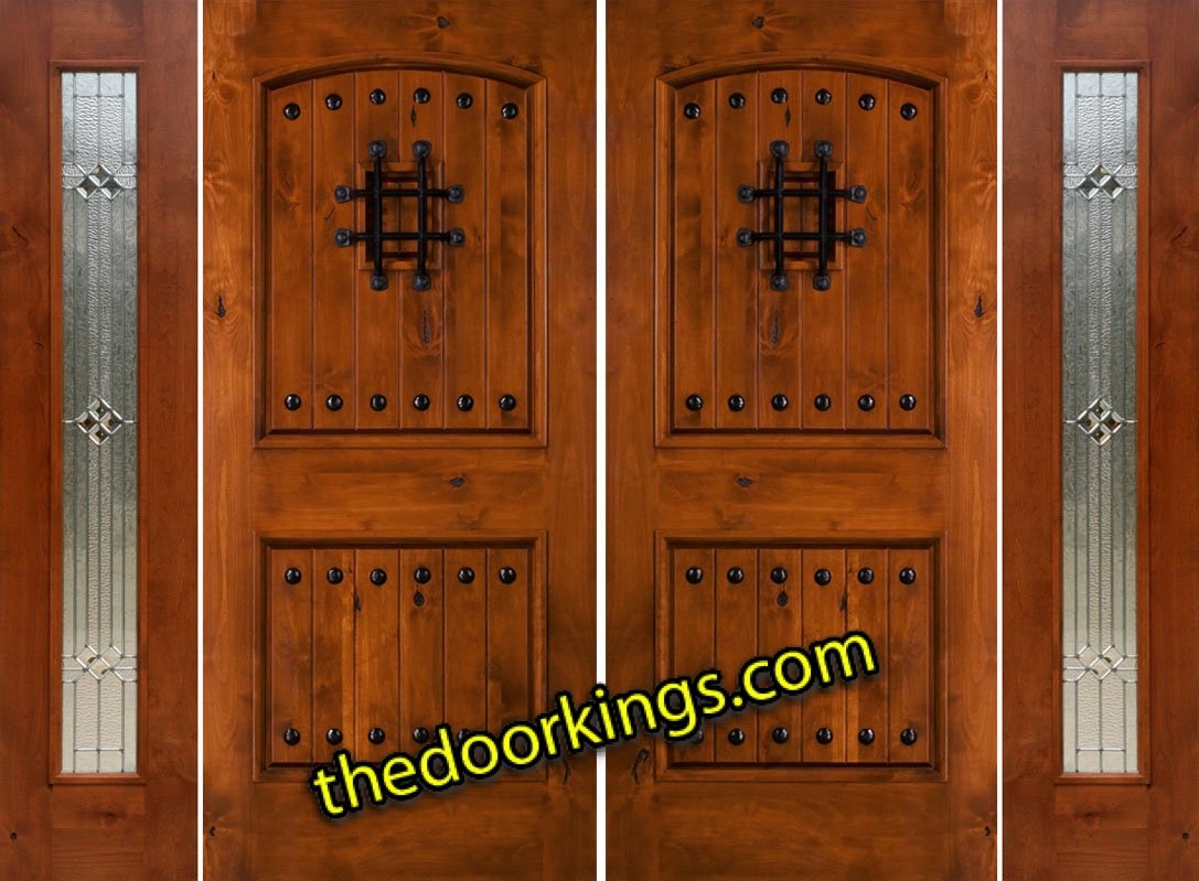 sw83 knotty alder double door with builder zinc sidelites